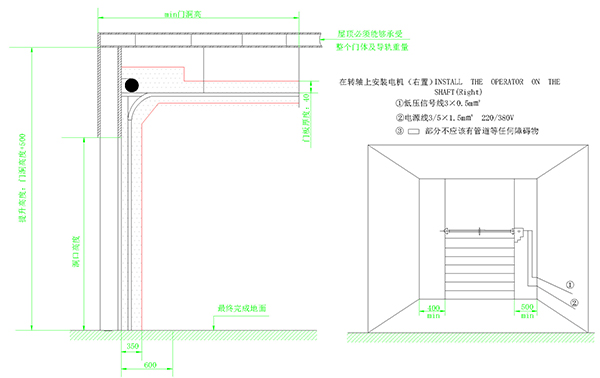 標準轉彎提升門多種提升方式設計圖